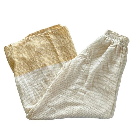 Sundance Sunshine Stripe Pants Yellow White Wide Leg Split Flowy Pants Sz Small - Picture 7 of 8